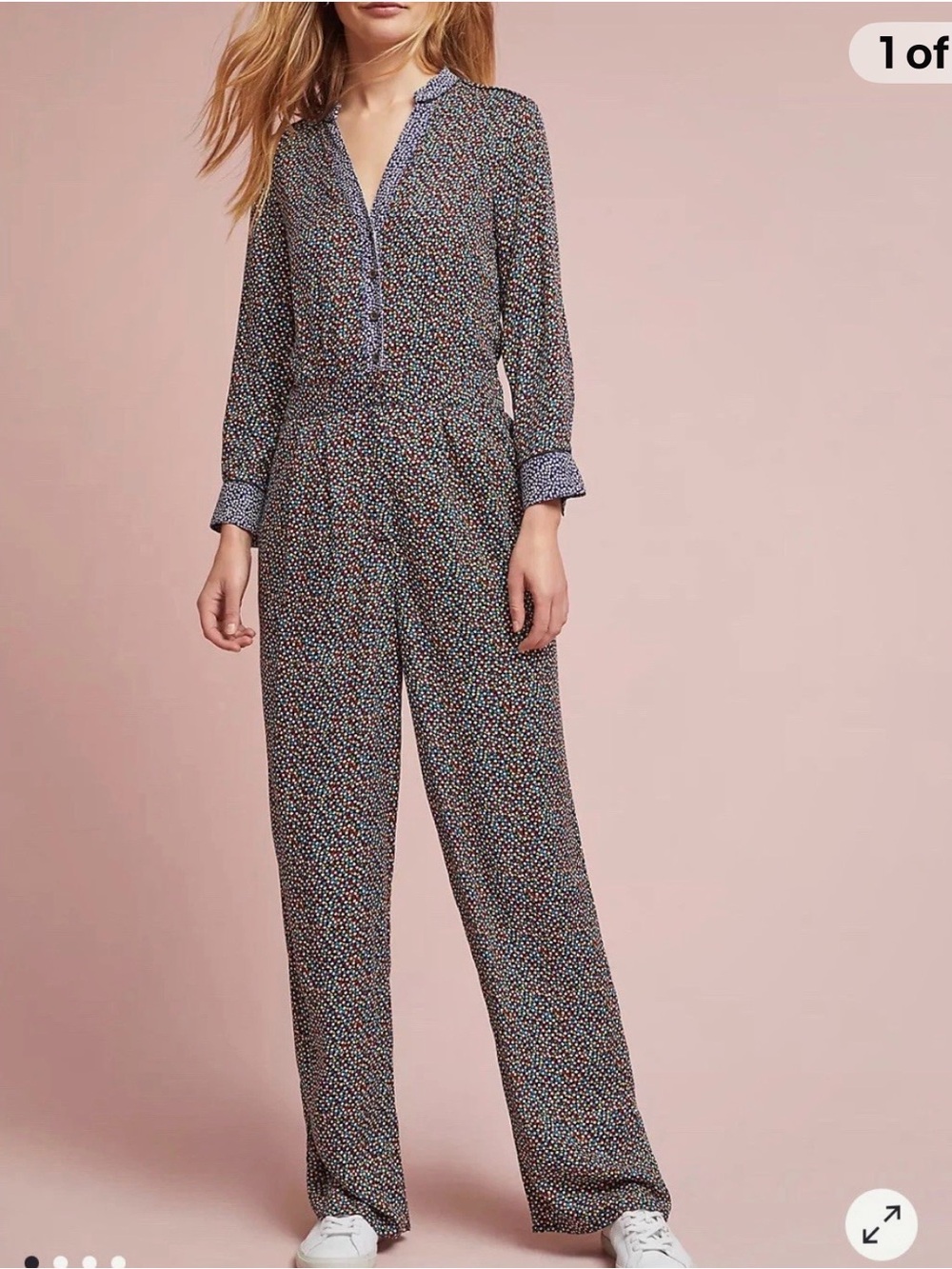 Anthropologie Ett: Twa Christine Silken Long-Sleeve Wide-Leg Jumpsuit